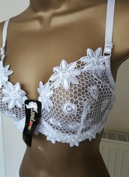 Grote foto elegante witte bh met slip voor d cups kleding dames ondergoed en lingerie