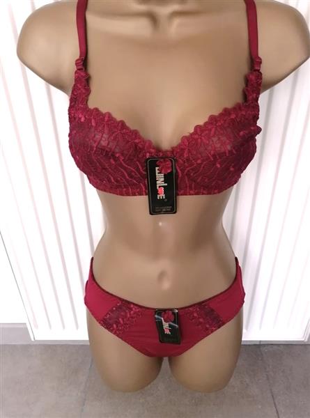 Grote foto chique wijnrode bh zonder beugel slip kleding dames ondergoed en lingerie