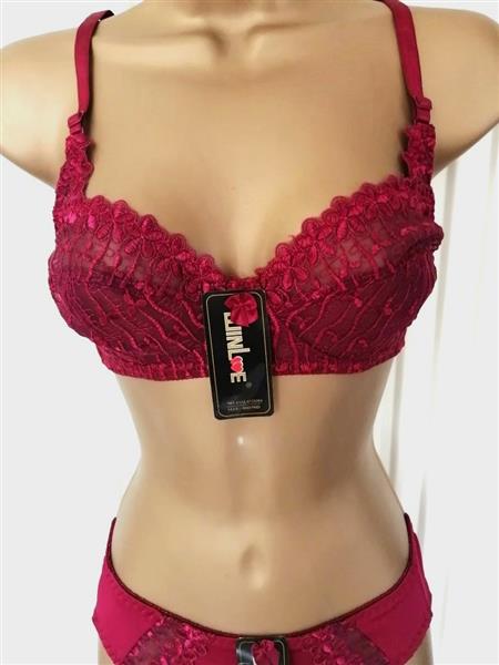 Grote foto chique wijnrode bh zonder beugel slip kleding dames ondergoed en lingerie