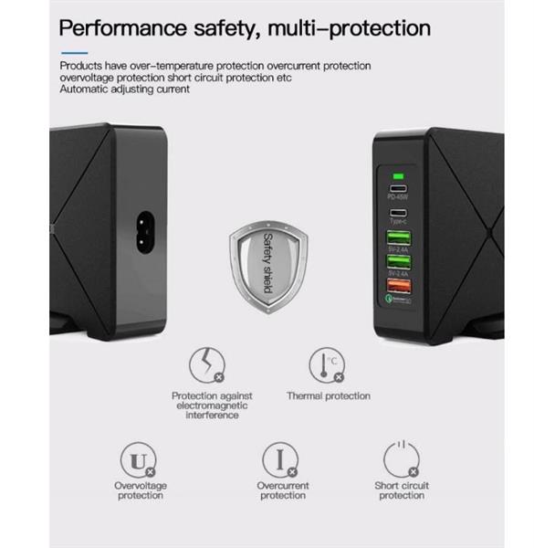 Grote foto drphone wl5 usb wandoplader pd 3.0 75w 5 poorten draadloos oplader pd 45w type c qc3.0 en telecommunicatie opladers en autoladers