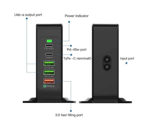 Grote foto drphone wl5 usb wandoplader pd 3.0 75w 5 poorten draadloos oplader pd 45w type c qc3.0 en telecommunicatie opladers en autoladers