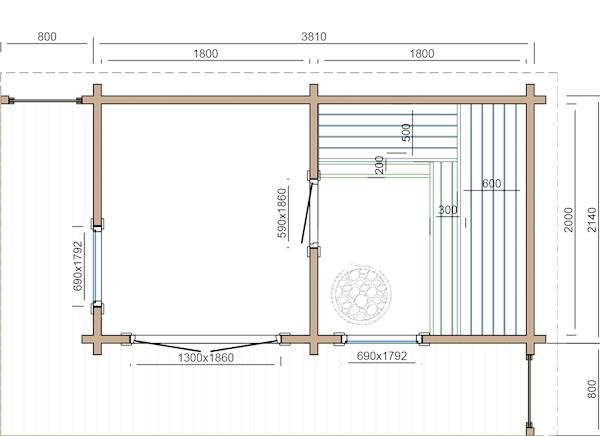 Grote foto saunahuis inari 461 x 294 cm tuin en terras tuinhuisjes en blokhutten