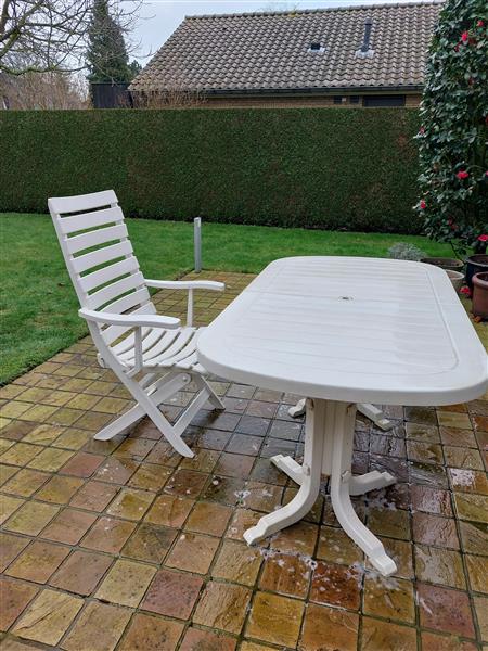 Grote foto tuintafel en 5 stoelen tuin en terras tuinmeubelen