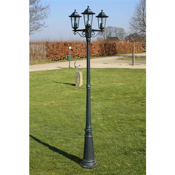 Grote foto vidaxl tuinlantaarn met 3 armen 215 cm aluminium donkergroen zwart tuin en terras verlichting