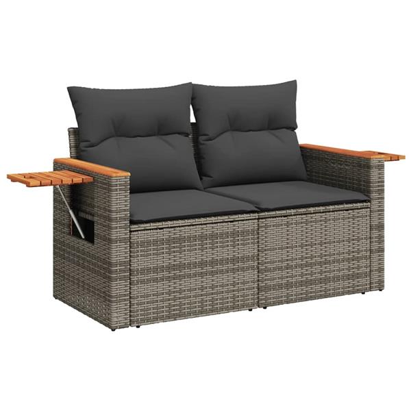 Grote foto vidaxl 3 delige loungeset met kussens poly rattan grijs tuin en terras tuinmeubelen