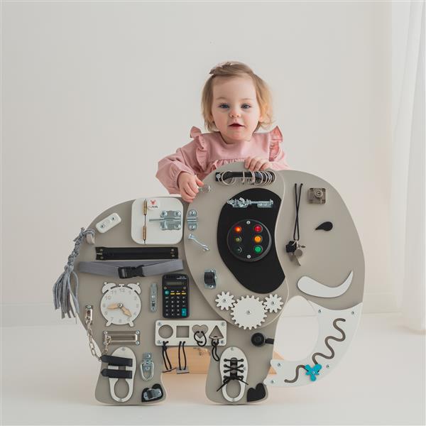 Grote foto sensorisch bord olifant wandboard hangend kinderen en baby overige
