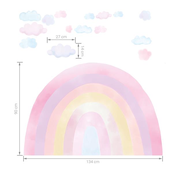 Grote foto muursticker rainbow pink pink kinderen en baby complete kinderkamers