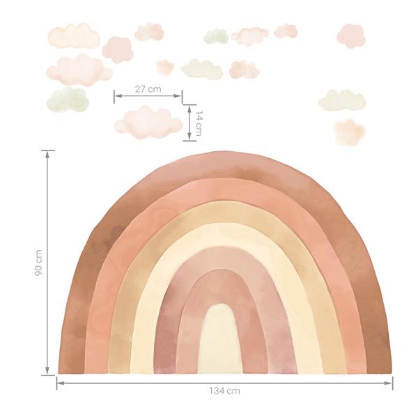 Grote foto muursticker rainbow beige beige kinderen en baby complete kinderkamers