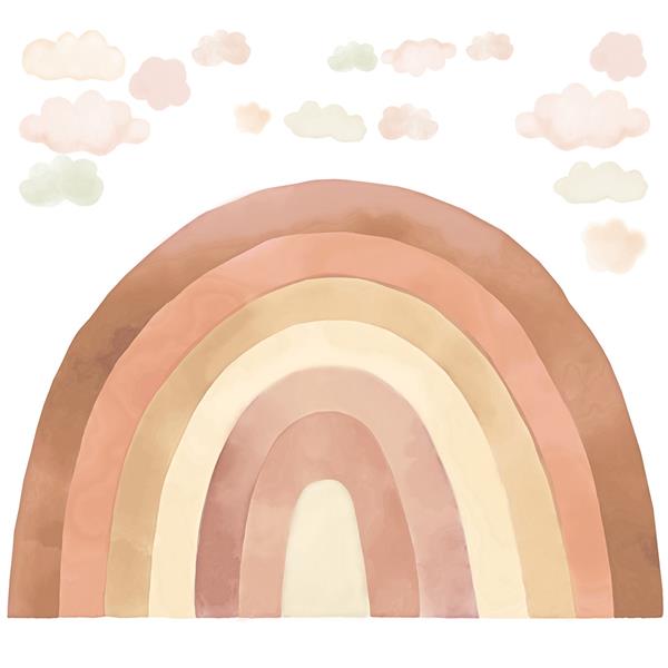 Grote foto muursticker rainbow beige beige kinderen en baby complete kinderkamers