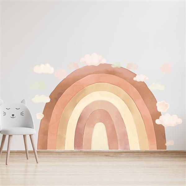 Grote foto muursticker rainbow beige beige kinderen en baby complete kinderkamers