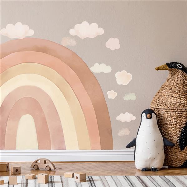 Grote foto muursticker rainbow beige beige kinderen en baby complete kinderkamers
