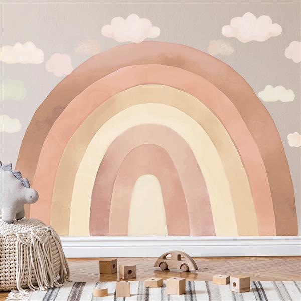 Grote foto muursticker rainbow beige beige kinderen en baby complete kinderkamers
