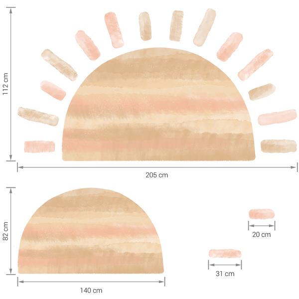 Grote foto muursticker sun pink pink kinderen en baby complete kinderkamers