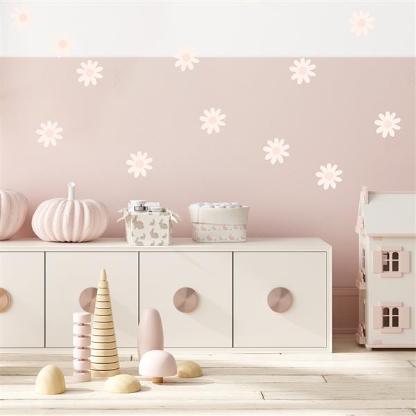 Grote foto muurstickers daisies viii pink daisies viii kinderen en baby complete kinderkamers
