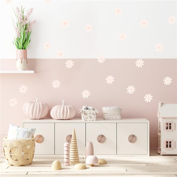 Grote foto muurstickers daisies viii pink daisies viii kinderen en baby complete kinderkamers