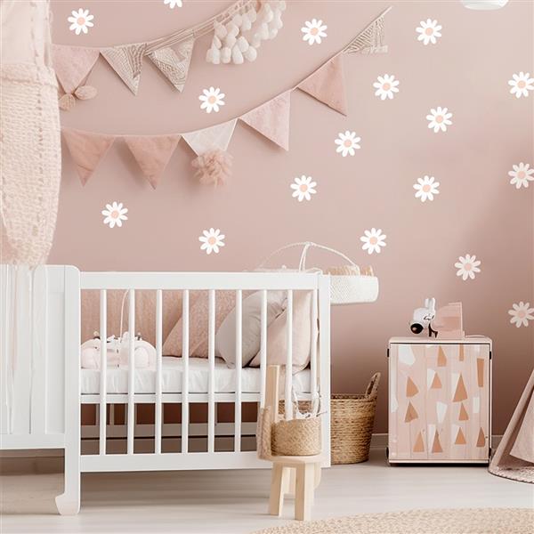 Grote foto muurstickers daisies vii white daisies vii kinderen en baby complete kinderkamers