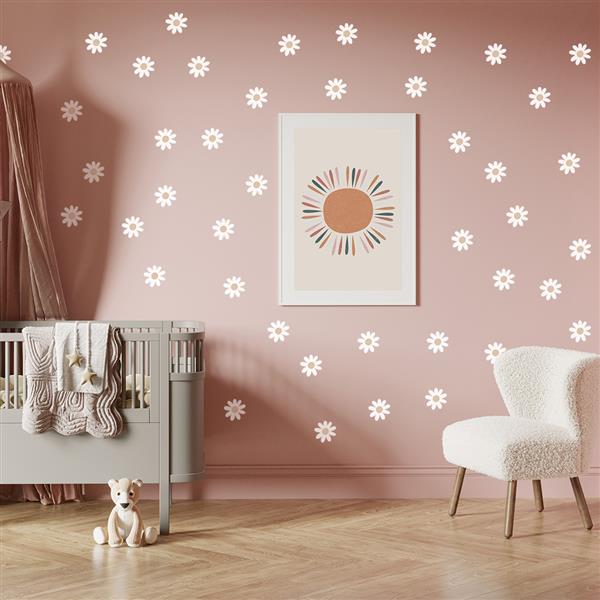 Grote foto muurstickers daisies vi white daisies vi kinderen en baby complete kinderkamers