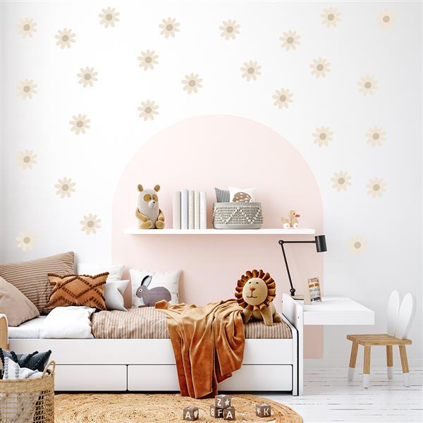 Grote foto muurstickers daisies v beige daisies v kinderen en baby complete kinderkamers