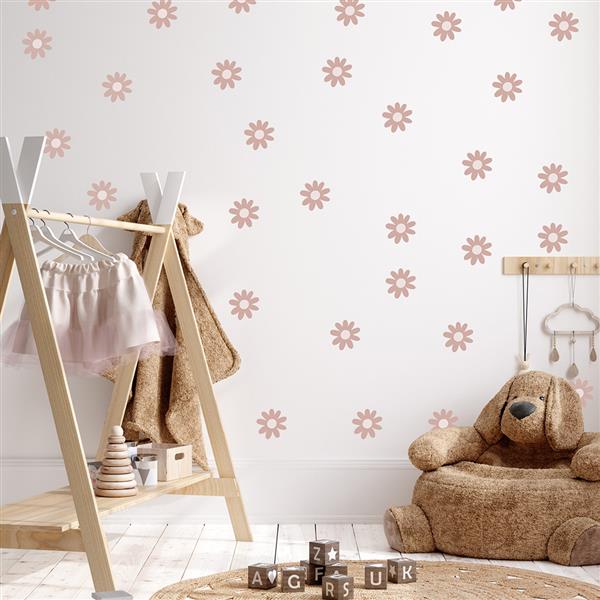 Grote foto muurstickers daisies iv pink daisies iv kinderen en baby complete kinderkamers