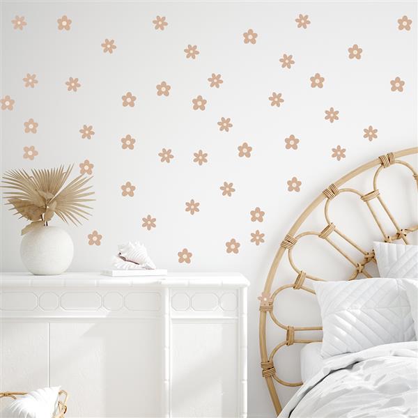 Grote foto muurstickers daisies iii beige daisies iii kinderen en baby complete kinderkamers