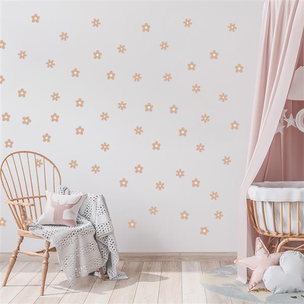 Grote foto muurstickers daisies iii beige daisies iii kinderen en baby complete kinderkamers