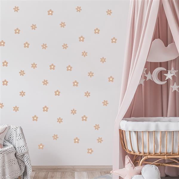 Grote foto muurstickers daisies iii beige daisies iii kinderen en baby complete kinderkamers