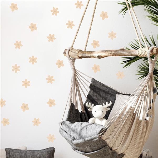 Grote foto muurstickers daisies ii beige daisies ii kinderen en baby complete kinderkamers