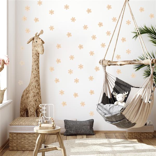 Grote foto muurstickers daisies ii beige daisies ii kinderen en baby complete kinderkamers