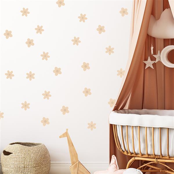 Grote foto muurstickers daisies ii beige daisies ii kinderen en baby complete kinderkamers