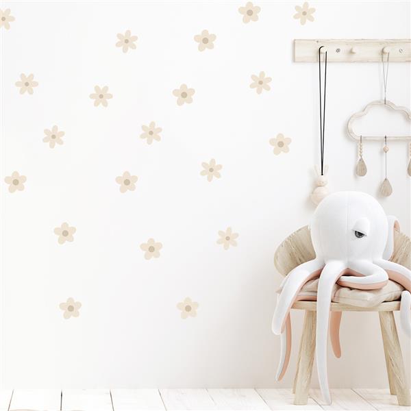 Grote foto muurstickers daisies i beige daisies i kinderen en baby complete kinderkamers