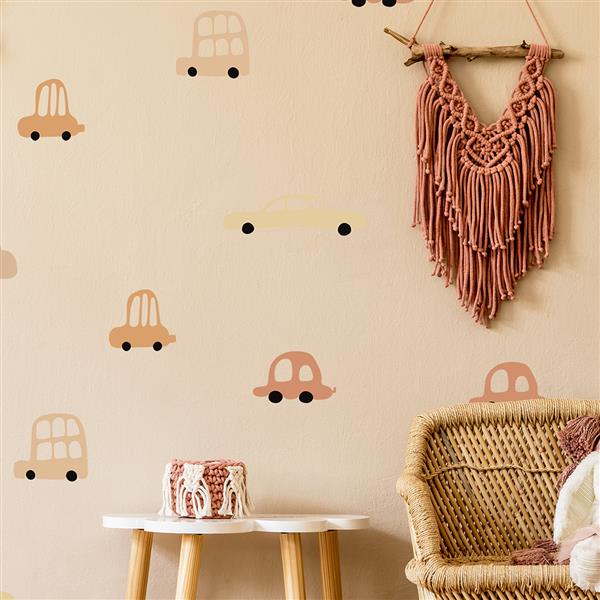Grote foto muursticker cars boho cars boho kinderen en baby complete kinderkamers