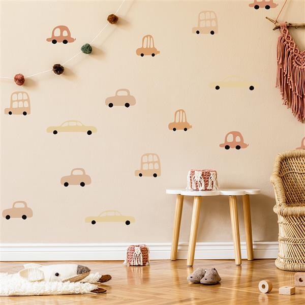 Grote foto muursticker cars boho cars boho kinderen en baby complete kinderkamers