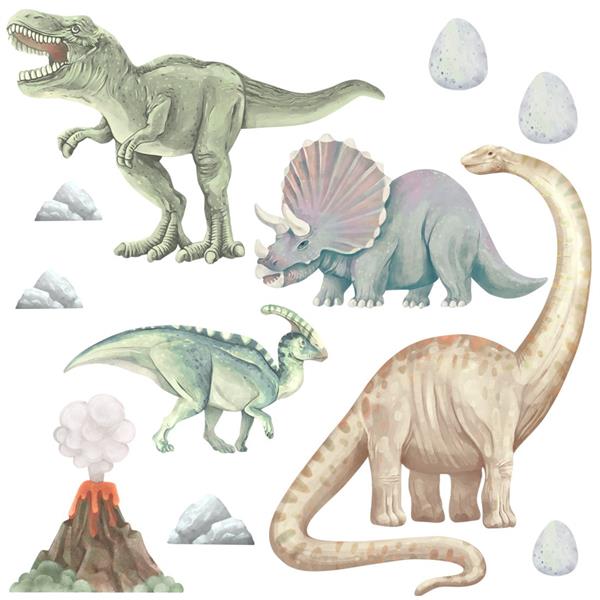 Grote foto muursticker dinosaurs i dinosaurs i kinderen en baby complete kinderkamers