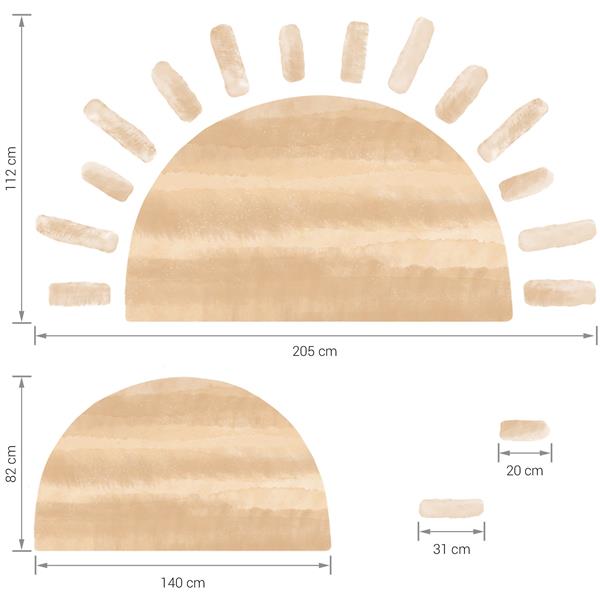 Grote foto muursticker sun beige beige kinderen en baby complete kinderkamers