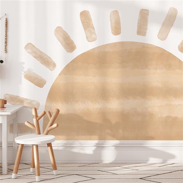 Grote foto muursticker sun beige beige kinderen en baby complete kinderkamers