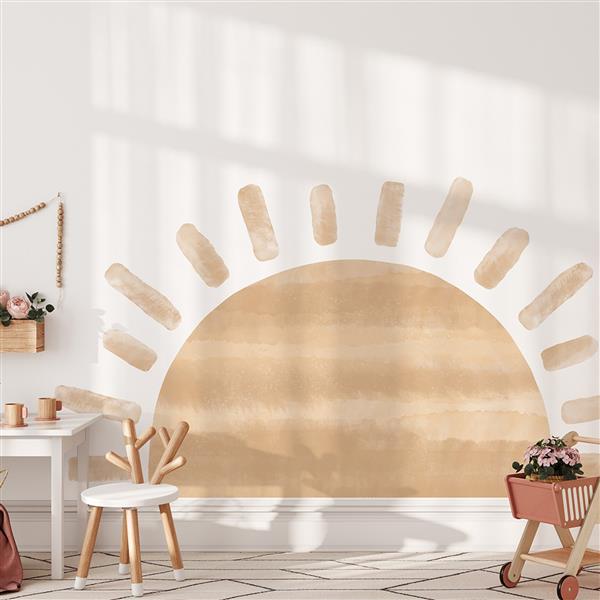 Grote foto muursticker sun beige beige kinderen en baby complete kinderkamers