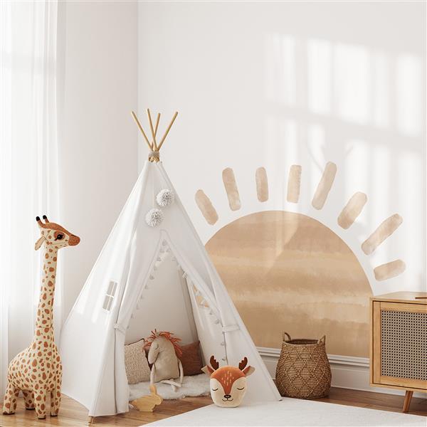 Grote foto muursticker sun beige beige kinderen en baby complete kinderkamers