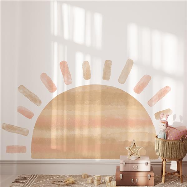 Grote foto muursticker sun pink pink kinderen en baby complete kinderkamers
