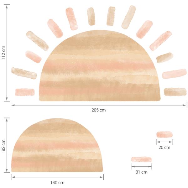 Grote foto muursticker sun pink pink kinderen en baby complete kinderkamers