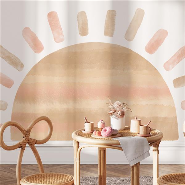 Grote foto muursticker sun pink pink kinderen en baby complete kinderkamers