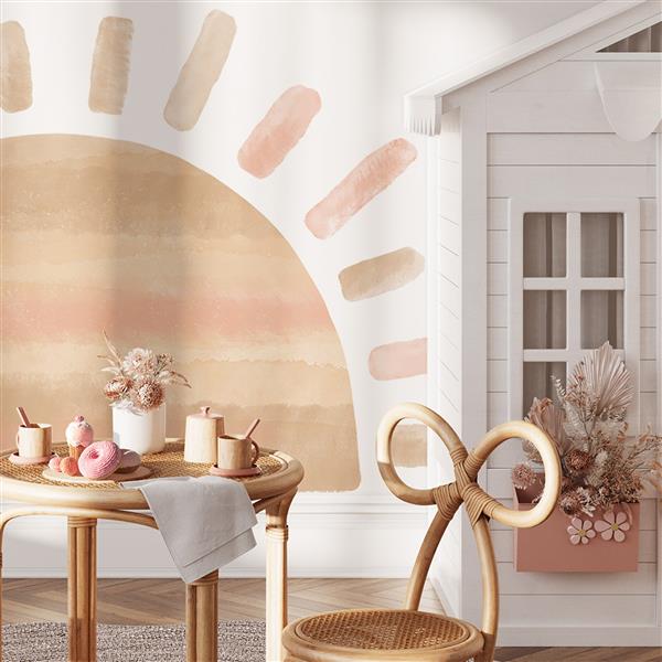 Grote foto muursticker sun pink pink kinderen en baby complete kinderkamers