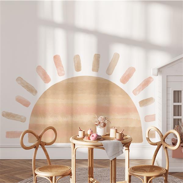 Grote foto muursticker sun pink pink kinderen en baby complete kinderkamers