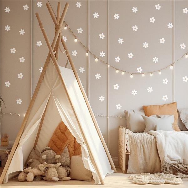 Grote foto muurstickers daisies x white daisies x kinderen en baby complete kinderkamers