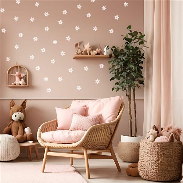 Grote foto muurstickers daisies x white daisies x kinderen en baby complete kinderkamers