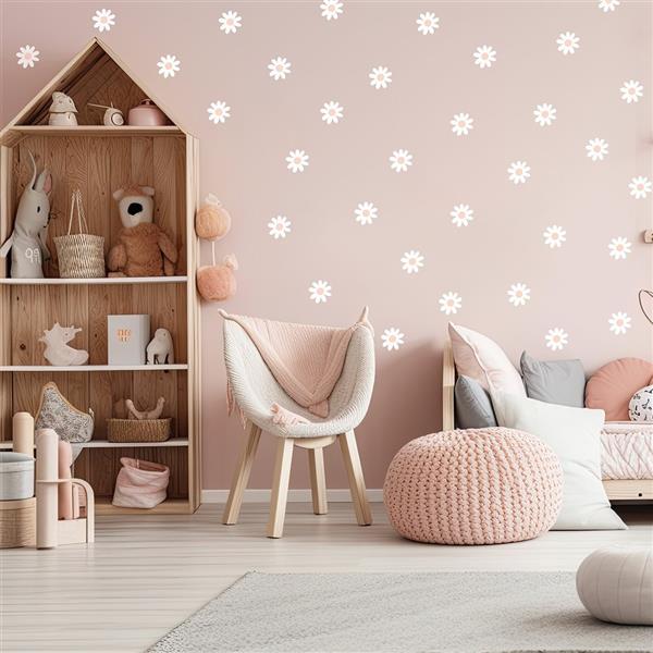 Grote foto muurstickers daisies vii white daisies vii kinderen en baby complete kinderkamers