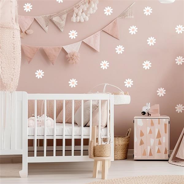 Grote foto muurstickers daisies vii white daisies vii kinderen en baby complete kinderkamers