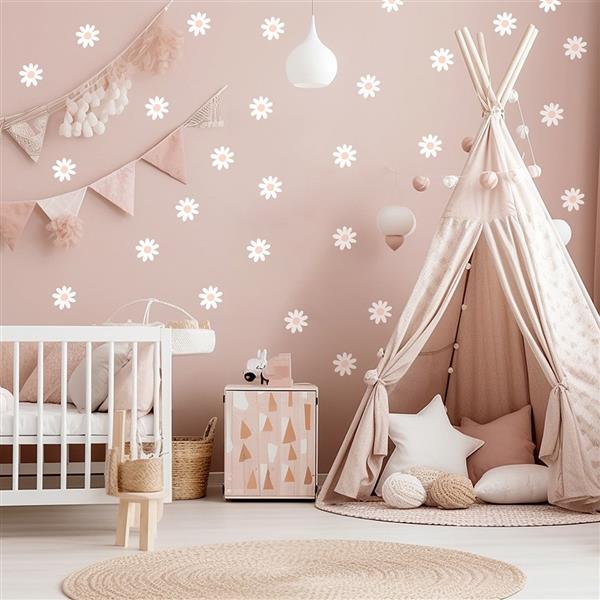 Grote foto muurstickers daisies vii white daisies vii kinderen en baby complete kinderkamers