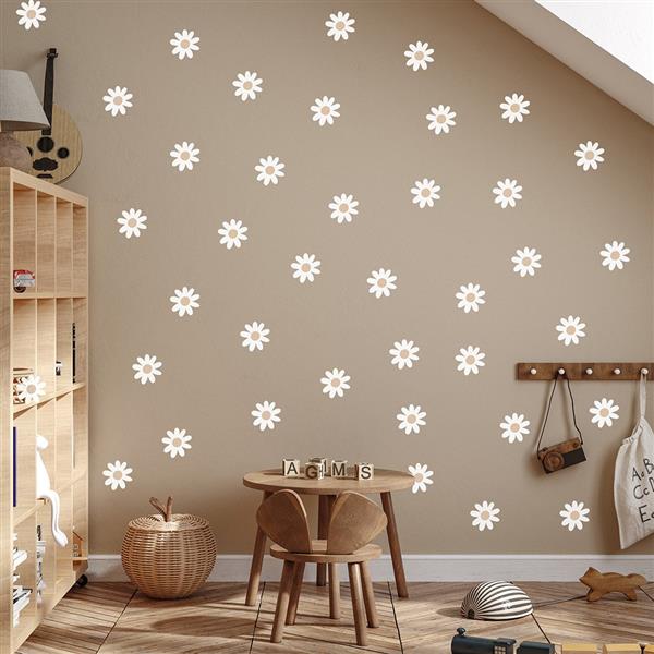 Grote foto muurstickers daisies vi white daisies vi kinderen en baby complete kinderkamers