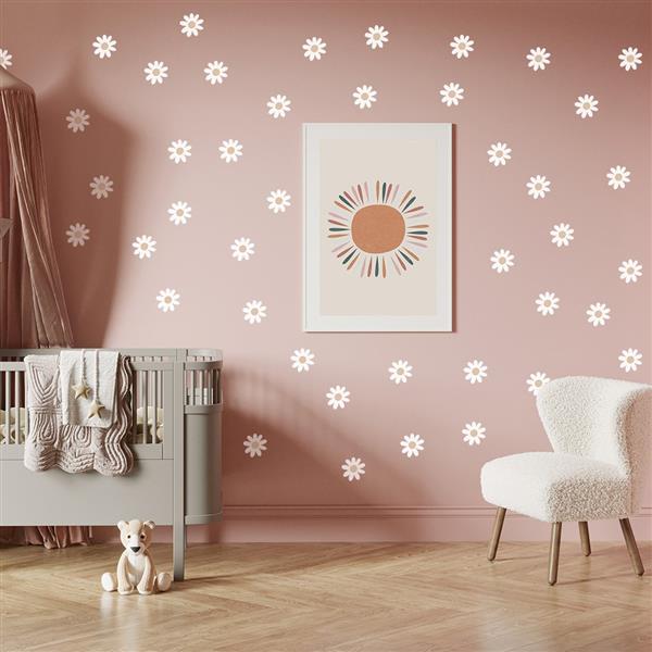 Grote foto muurstickers daisies vi white daisies vi kinderen en baby complete kinderkamers