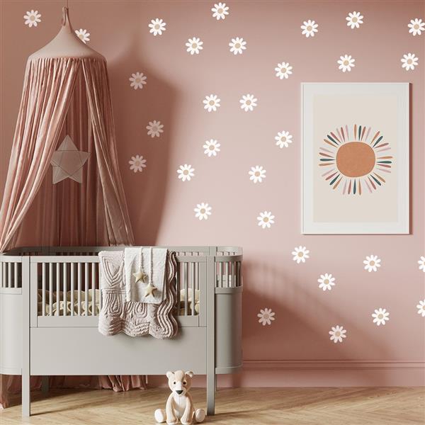 Grote foto muurstickers daisies vi white daisies vi kinderen en baby complete kinderkamers